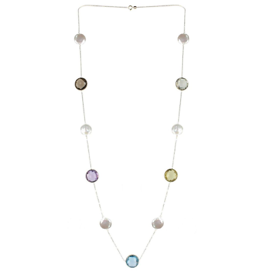14K Yellow Gold Necklace With Large Round Gemstones and Baroque Pearls 36 Inches