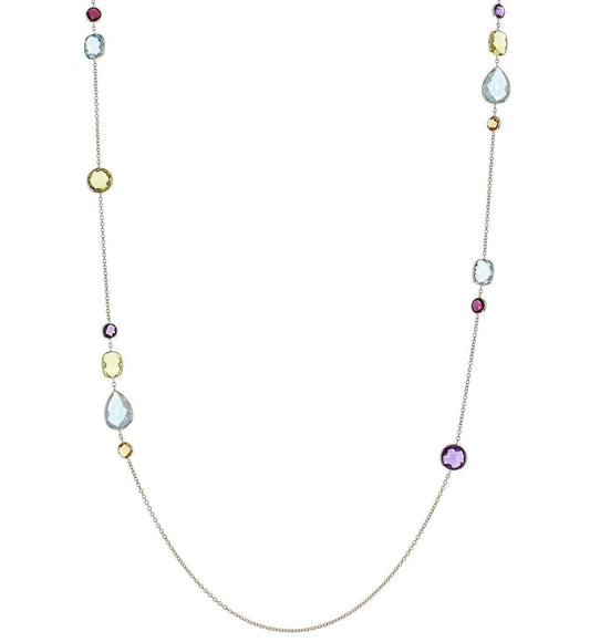 Designer 14K Yellow Gold Necklace With Various Gemstones By The Yard 36 Inches