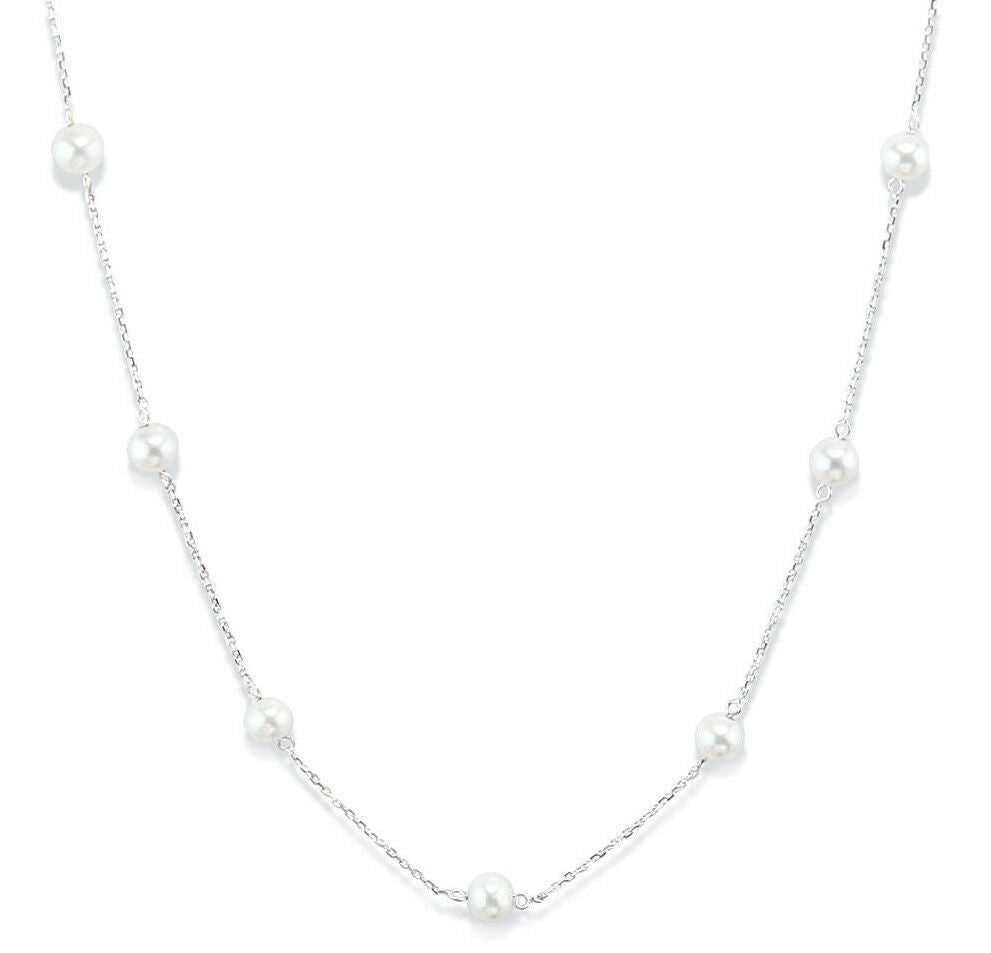 14K White Gold Necklace With Freshwater Pearls 36 Inches