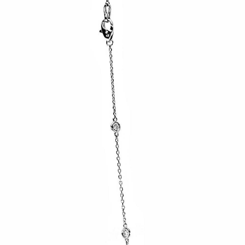 14K White Gold Station Necklace With Diamonds By The Yard 36 Inches 1.35 Carat