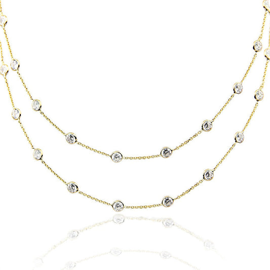 14K Yellow Gold Cubic Zirconia By The Yard Necklace 36 Inches